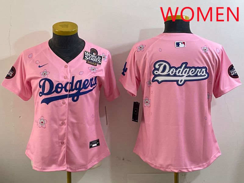 Women Los Angeles Dodgers Blank Pink Sakura Edition 2025 Nike MLB Jersey style 15